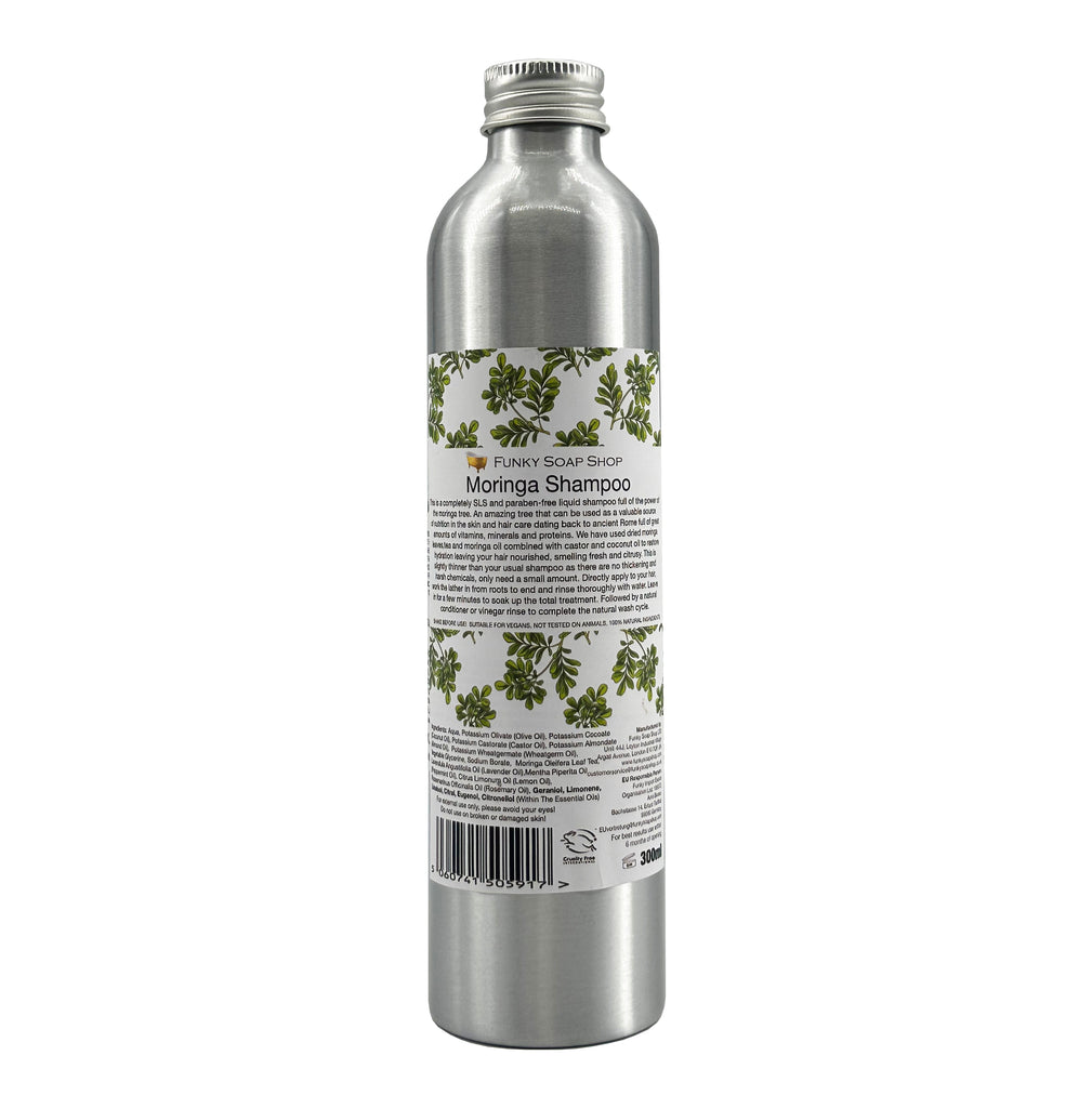 Moringa Shampoo, Refillable Aluminium Bottle - Funky Soap Shop