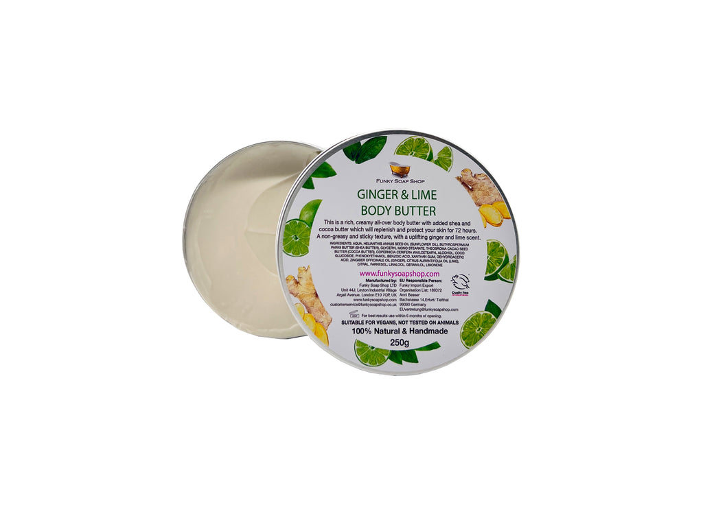 Ginger & Lime Rich Body Butter, Aluminium Tin - Funky Soap Shop